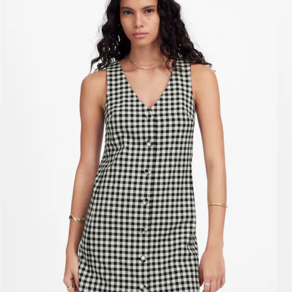 Madewell V-Neck Mini Vest Dress in Gingham. NWT - Picture 3 of 9